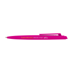 Klassieke balpen van gerecycled plastic met blauwe inkt kleur fuchsia weergave tampondruk