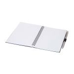 Notitieboek van gerecycled plastic met penhouder en blauwe inktpen kleur zwart tweede weergave