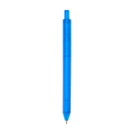 Notitieboek van gerecycled plastic met penhouder en blauwe inktpen kleur blauw derde weergave achterkant