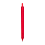 Notitieboek van gerecycled plastic met penhouder en blauwe inktpen kleur rood derde weergave achterkant
