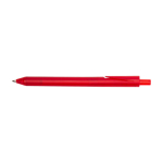Notitieboek van gerecycled plastic met penhouder en blauwe inktpen kleur rood derde weergave voorkant