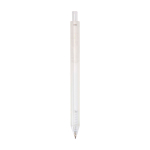 Notitieboek van gerecycled plastic met penhouder en blauwe inktpen kleur wit derde weergave achterkant