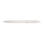 Notitieboek van gerecycled plastic met penhouder en blauwe inktpen kleur wit derde weergave voorkant