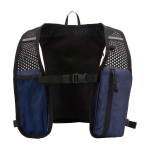 Waterdicht en reflecterend hardloopvest met drinksysteem kleur marineblauw tweede weergave voorkant