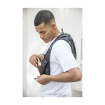 Waterdicht en reflecterend hardloopvest met drinksysteem kleur marineblauw luxe weergave