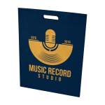 Extra sterke draagtas van gerecycled non-woven materiaal 5 L kleur marineblauw weergave zeefdruk