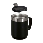 Campingbeker van gerecycled roestvrij staal 236 ml kleur zwart tweede weergave