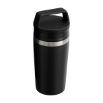 RVS reisbeker met lekvrije dop 350 ml kleur zwart