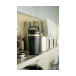 RVS reisbeker met lekvrije dop 350 ml kleur zwart luxe weergave
