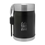 Voedselpot met bestek en geïsoleerde deksel met ventiel 400 ml kleur matzwart weergave bedrukking logo 2