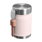 Voedselpot met bestek en geïsoleerde deksel met ventiel 400 ml kleur lichtroze tweede weergave achterkant