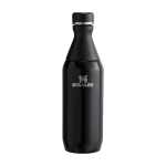 Drinkfles van gerecycled RVS met dubbele opening 350 ml kleur zwart