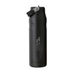 Geïsoleerde RVS drinkfles met inklapbaar rietje 1,06 L kleur zwart weergave bedrukking logo 2