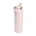 Geïsoleerde RVS drinkfles met inklapbaar rietje 1,06 L kleur lichtroze