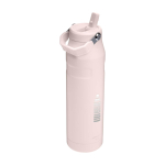 Geïsoleerde RVS drinkfles met inklapbaar rietje 1,06 L kleur lichtroze weergave bedrukking logo 2