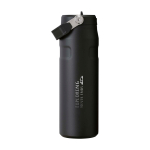 Drinkfles van gerecycled RVS met opklapbaar rietje 700 ml kleur zwart weergave bedrukking logo 2