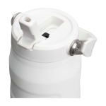 Drinkfles van gerecycled RVS met opklapbaar rietje 700 ml kleur wit/blauw weergave detail 1