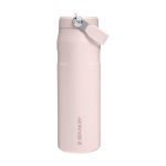 Drinkfles van gerecycled RVS met opklapbaar rietje 700 ml kleur lichtroze tweede weergave voorkant