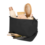 Toilettas van gerecycled polyester met groot ondervak 6 L kleur zwart tweede weergave