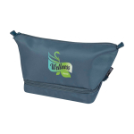 Toilettas van gerecycled polyester met groot ondervak 6 L kleur cyaan blauw