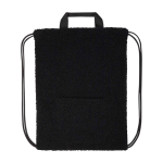 Trekkoordrugzak van gerecycleerde sherpa met voorvak 9 L kleur zwart derde weergave voorkant