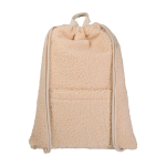 Trekkoordrugzak van gerecycleerde sherpa met voorvak 9 L kleur naturel tweede weergave voorkant