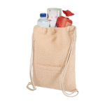 Trekkoordrugzak van gerecycleerde sherpa met voorvak 9 L kleur naturel tweede weergave