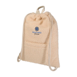 Trekkoordrugzak van gerecycleerde sherpa met voorvak 9 L kleur naturel