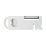 Multifunctioneel keukengereedschap met vier essentiële functies kleur wit tweede weergave achterkant