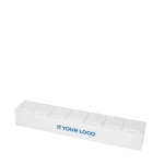 Multivitamine pillendoosje met zeven gelabelde compartimenten met afdrukgebied