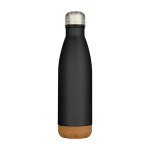 Dubbelwandige RVS drinkfles met kurken bodem 500 ml kleur zwart tweede weergave voorkant