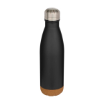 Dubbelwandige RVS drinkfles met kurken bodem 500 ml kleur zwart