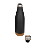 Dubbelwandige RVS drinkfles met kurken bodem 500 ml kleur zwart tweede weergave