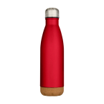 Dubbelwandige RVS drinkfles met kurken bodem 500 ml kleur rood tweede weergave voorkant