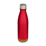 Dubbelwandige RVS drinkfles met kurken bodem 500 ml kleur rood