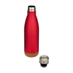 Dubbelwandige RVS drinkfles met kurken bodem 500 ml kleur rood tweede weergave