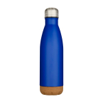 Dubbelwandige RVS drinkfles met kurken bodem 500 ml kleur koningsblauw tweede weergave voorkant