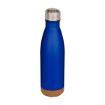 Dubbelwandige RVS drinkfles met kurken bodem 500 ml kleur koningsblauw