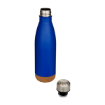 Dubbelwandige RVS drinkfles met kurken bodem 500 ml kleur koningsblauw tweede weergave