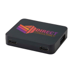 USB-hub met 4 poorten met USB- en Type-A- en Type-C-uitgangen kleur zwart