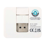 USB-hub met 4 poorten met USB- en Type-A- en Type-C-uitgangen kleur wit tweede weergave achterkant