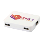 USB-hub met 4 poorten met USB- en Type-A- en Type-C-uitgangen kleur wit