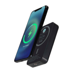 Magnetische draadloze powerbank van gerecycled plastic 10.000 mAh kleur zwart