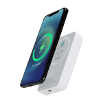 Magnetische draadloze powerbank van gerecycled plastic 10.000 mAh kleur wit