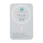 Magnetische draadloze powerbank van gerecycled plastic 10.000 mAh kleur wit tweede weergave achterkant
