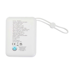 Powerbank van gerecycled plastic met snellaadfunctie 10.000 mAh kleur wit tweede weergave achterkant
