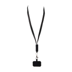 Lanyard voor mobiel van gerecycled plastic met 5-in-1 oplaadkabel 65W kleur zwart tweede weergave voorkant