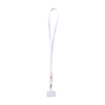 Lanyard voor mobiel van gerecycled plastic met 5-in-1 oplaadkabel 65W kleur wit