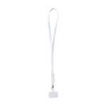 Lanyard voor mobiel van gerecycled plastic met 5-in-1 oplaadkabel 65W kleur wit derde weergave voorkant