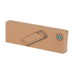 Waterbestendige eco-powerbank met karabijnhaak 5.000 mAh kleur zwart tweede weergave met doos